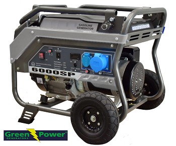 Elverk Greenpower Bensin 4-taktad GPS 6000, 6kVA 5,4kW, 230V manuell start